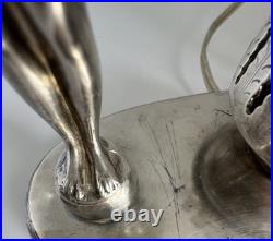 Art Deco Silver Plated Semi Nude Lady Statuette Table Lamp from Murray's Diner