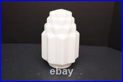 Art Deco Skyscraper Milk Glass Lamp Ceiling Shade 9.25 tall W 4 Fitter