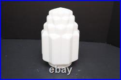 Art Deco Skyscraper Milk Glass Lamp Ceiling Shade 9.25 tall W 4 Fitter