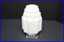 Art Deco Skyscraper Milk Glass Lamp Ceiling Shade 9.25 tall W 4 Fitter