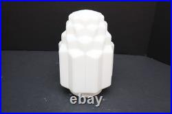 Art Deco Skyscraper Milk Glass Lamp Ceiling Shade 9.25 tall W 4 Fitter