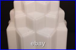 Art Deco Skyscraper Milk Glass Lamp Ceiling Shade 9.25 tall W 4 Fitter