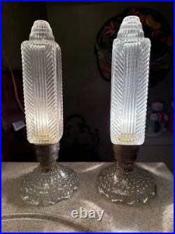 Art Deco Skyscraper Table Lamps 1930s working pair