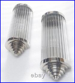 Art Deco Skyscraper Wall Sconce Light Nickel Brass & Glass Rod Wall Lamp Deco