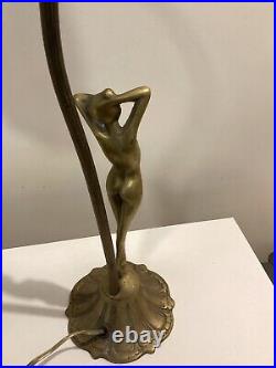 Art Deco Solid Bronze Nude Lady Table Lamp. 22 Inches. 1 Glass Lamp