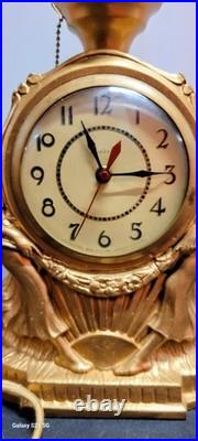 Art Deco Spelter Clock Lamp With 2 Semi Nude Ladies Dancers Figural RARE