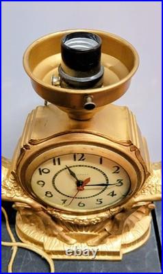 Art Deco Spelter Clock Lamp With 2 Semi Nude Ladies Dancers Figural RARE