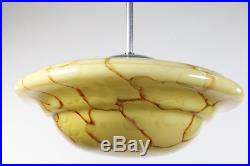 Art Deco Stab Pendel Leuchte Marmor Glas Schirm Hänge Lampe 30er 40er