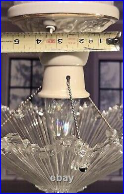 Art Deco Starburst Glass & Porcelain Ceiling Light Fixture Pendant