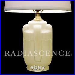 Art Deco Streamline Frosted Glass Buttress Sculpture Table Lamp 1930's Lalique