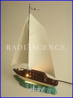 Art Deco Streamline Modern Yacht Cutter Sailboat Nautical Sculpture Table Lamp