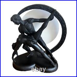 Art Deco Style Ballerina Dancer Figural Lamp Black Sculpture Light