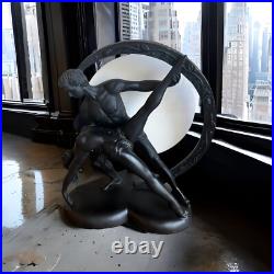 Art Deco Style Ballerina Dancer Figural Lamp Black Sculpture Light