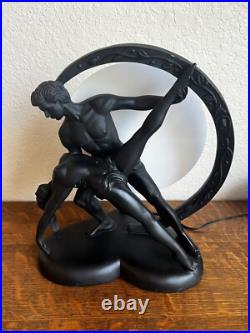 Art Deco Style Ballerina Dancer Figural Lamp Black Sculpture Light