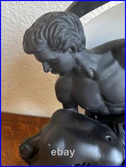 Art Deco Style Ballerina Dancer Figural Lamp Black Sculpture Light