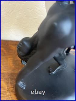 Art Deco Style Ballerina Dancer Figural Lamp Black Sculpture Light