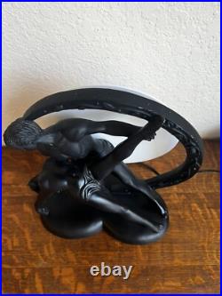 Art Deco Style Ballerina Dancer Figural Lamp Black Sculpture Light