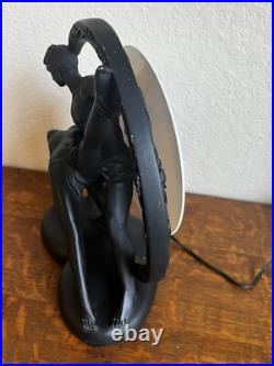 Art Deco Style Ballerina Dancer Figural Lamp Black Sculpture Light