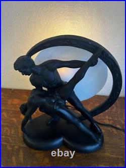Art Deco Style Ballerina Dancer Figural Lamp Black Sculpture Light