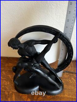 Art Deco Style Ballerina Dancer Figural Lamp Black Sculpture Light