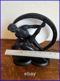 Art Deco Style Ballerina Dancer Figural Lamp Black Sculpture Light