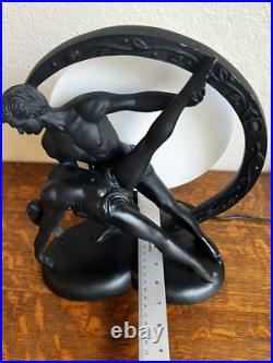 Art Deco Style Ballerina Dancer Figural Lamp Black Sculpture Light