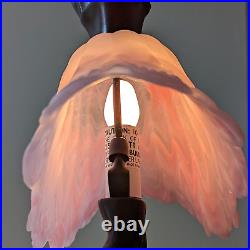 Art Deco Style Ballerina Table Lamp Pink Glass Skirt Shade