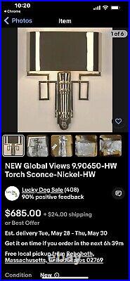 Art Deco Style Brass Wall Mount Sconce Light Fixture Plug In #1 Global Views