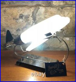 Art Deco Style Chrome And Frosted Glass Airplane Design Table Lamp