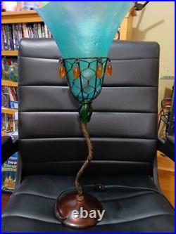 Art Deco Style Handmade Wrought Iron Stem Table Lamp Shade & Base Acrylic