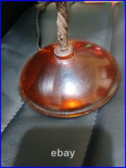 Art Deco Style Handmade Wrought Iron Stem Table Lamp Shade & Base Acrylic