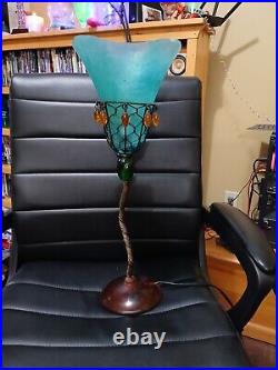 Art Deco Style Handmade Wrought Iron Stem Table Lamp Shade & Base Acrylic