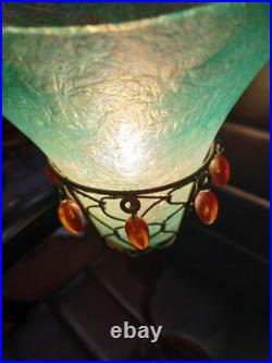 Art Deco Style Handmade Wrought Iron Stem Table Lamp Shade & Base Acrylic