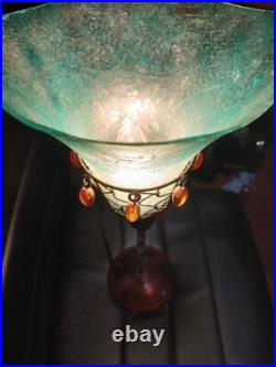 Art Deco Style Handmade Wrought Iron Stem Table Lamp Shade & Base Acrylic