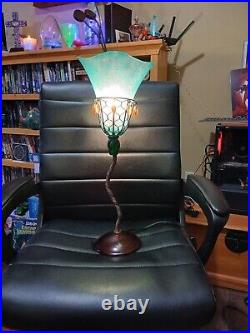 Art Deco Style Handmade Wrought Iron Stem Table Lamp Shade & Base Acrylic