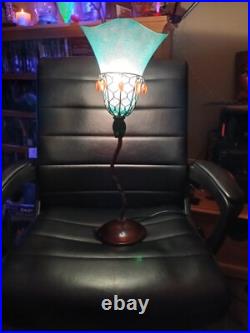 Art Deco Style Handmade Wrought Iron Stem Table Lamp Shade & Base Acrylic