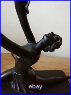 Art Deco Style Kneeling Semi Nude Lady Holding Globe Table Lamp