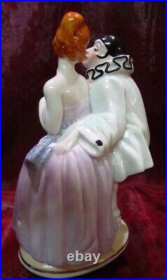 Art Deco Style Lamp Figurine Statue Clown Pierrette Harlequin Art Nouveau Style