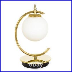 Art Deco Style Machine-Age Frosted Glass & Brass Globe Table Lamp, 20th Century
