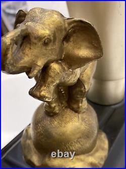 Art Deco Styled Accent Television Lamp Light Cast Gilt Figural Elephants Works