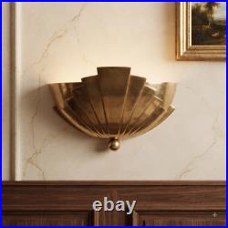 Art Deco, Sunburst Shell Wall Lamp, Mid Century Modern Lighting Brass Sconce