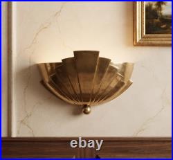 Art Deco, Sunburst Shell Wall Lamp, Mid Century Modern Lighting Brass Sconce