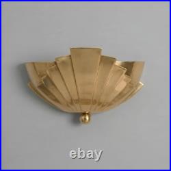 Art Deco, Sunburst Shell Wall Lamp, Mid Century Modern Lighting Brass Sconce