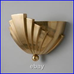 Art Deco, Sunburst Shell Wall Lamp, Mid Century Modern Lighting Brass Sconce