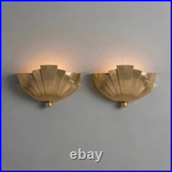 Art Deco, Sunburst Shell Wall Lamp, Mid Century Modern Lighting Brass Sconce