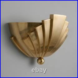 Art Deco, Sunburst Shell Wall Lamp, Mid Century Modern Lighting Brass Sconce