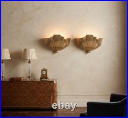 Art Deco, Sunburst Shell Wall Lamp, Mid Century Modern Lighting Brass Sconce