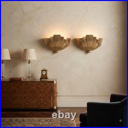 Art Deco, Sunburst Shell Wall Lamp, Mid Century Modern Lighting Brass Sconce