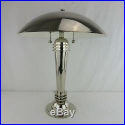 Art Deco Sunset Lamp Corp. Machine Age Nickel Plated Table Lamp DESKEY ROHDE ERA