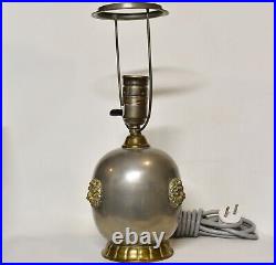 Art Deco Swedish Svenskt Tenn Table Lamp With Brass Lion Heads